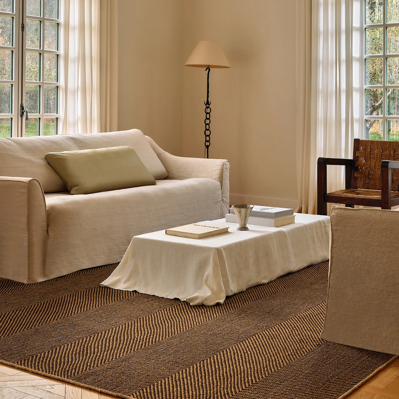 Jute Herringbone Natural/Brown matta
